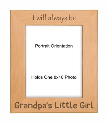 Grandpa Gifts I Will Always Be Grandpa's Little Girl Engraved Natural Wood Picture Frame (WF-053), Fathers Day, Birthday, Christmas Present - image4